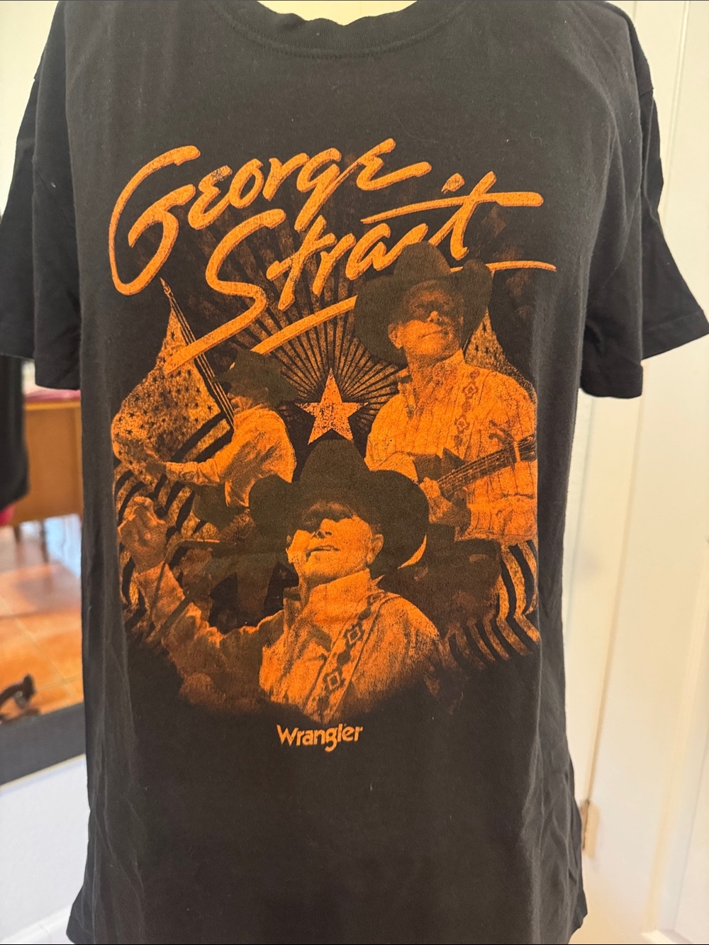 Wrangler Black Tee with Orange George Strait Graphic